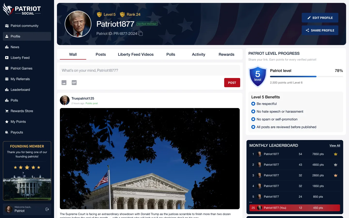 Patriot Social dashboard